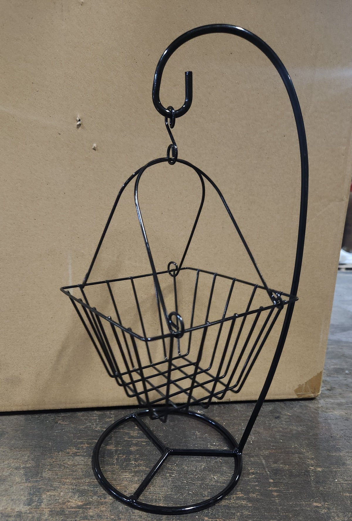 6" × 6" Mini Square Hanging Basket with 15" Stand – Black